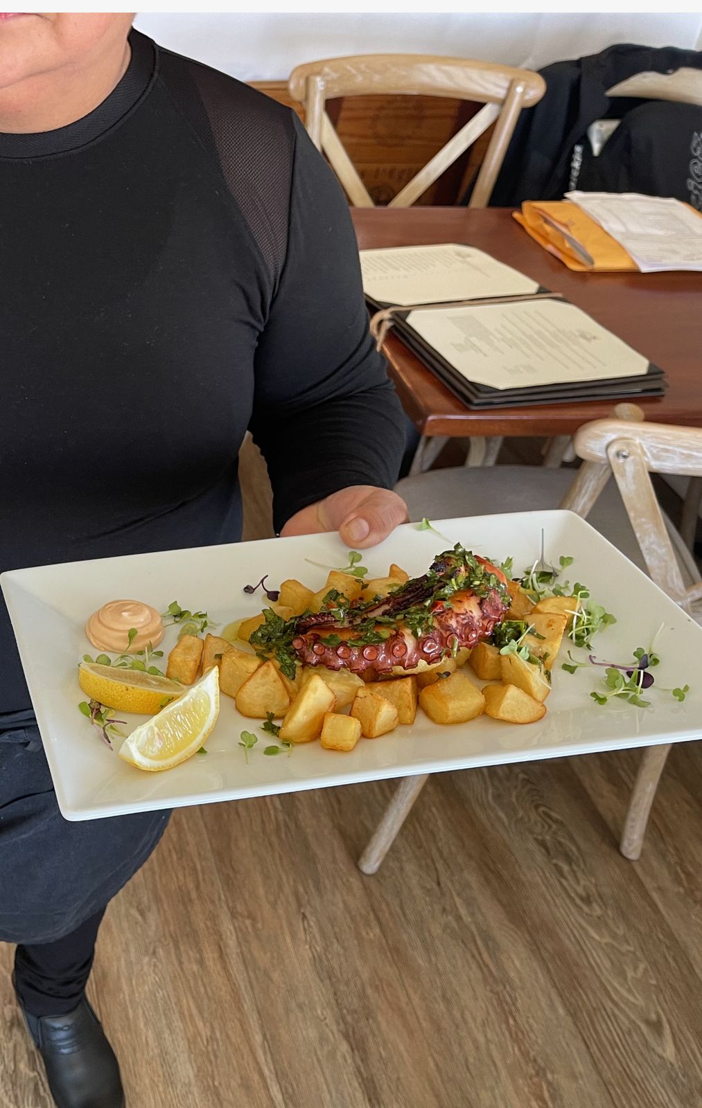 Octopus served to the table
