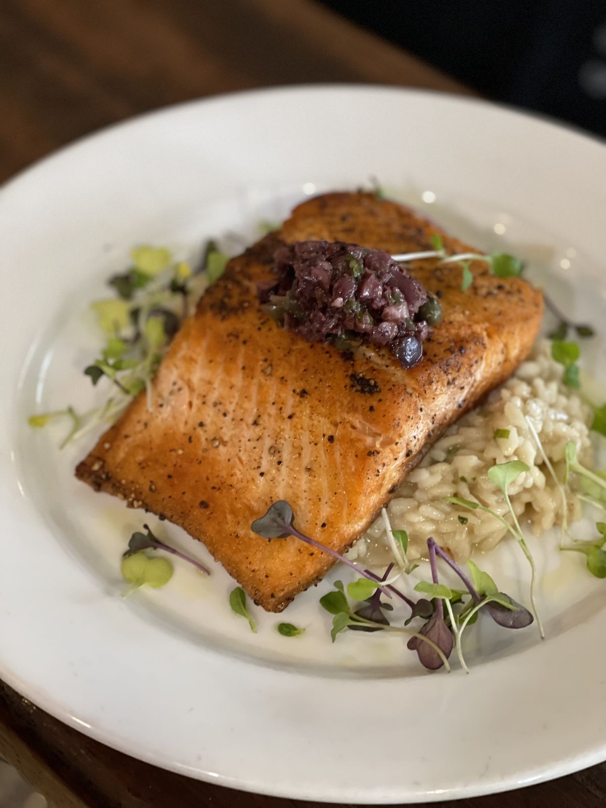 Salmon with olive tapenade